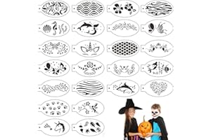 WOFEU 24 Pieces Face Paint Stencils Kit for Kids Adult, Body Painting Template for Party Holiday Halloween Makeup Art Painting, Reusable Soft Tattoo Temporary Stencils for Children