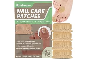 Adamson Nagelplåster för tånaglar – nagelplåster för natten med hydrogelteknik, stöder en välskött nagelbild och minskar synlig missfärgning, 32 plåster