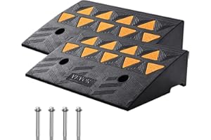 VEVOR Rampe de Seuil Hauteur 12,7 cm 2PCS Rampes Trottoir Caoutchouc Capacité Charge 15 tonnes Rampe Accès Fauteuil Roulant avec Structure Grillagée Stable pour Passage Voitures Motos 48,3x33x12,7 cm