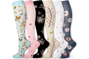 LEOSTEP Skarpety kompresyjne dla mężczyzn i kobiet (6 par) antypoślizgowe długie rurki idealne do biegania, karmienia, krążenia i regeneracji, zwiększają wytrzymałość, wędrówki, podróże i lot skarpety 20-30