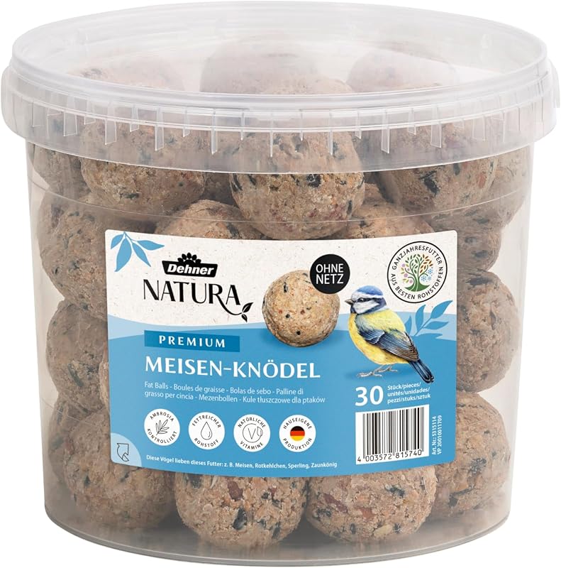 Dehner Natura Wildvogelfutter, Meisenknödel, ohne Netz, 30 Stück je 90 Gramm (2.7 kg)