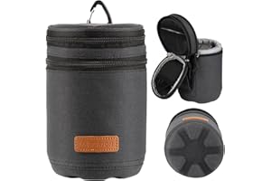 TARION Objektivtasche Objektivbeutel mit Hartschalenboden, Stoßfest, Wasserabweisend Kamera Objektiv-Schutztasche für Canon, Nikon, Pentax, Sony, Olympus Objektive (Dunkelblau Größe M)