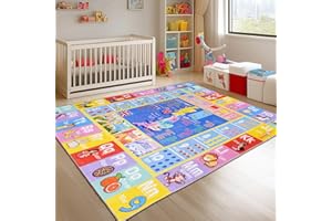 GthreeD Kids Carpet Playmat - 140x200 cm Huge Large Soft & Non-Slip Educational Rug for Learning ABC Alphabet,Numbers,Shapes & Map, Washable Classroom Rug for Toddler Nursery & Kids Room Decor.