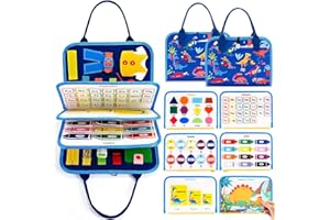 GRALAL Busy Board Montessori, 5 Couches Planche Montessori Bebe 1-3 Ans, Jeux Enfants Jouets D'activité et de Développement - Idée Cadeaux de Noël pour Fille