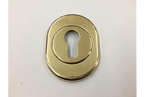 BOCCHETTA ROSETTA PER PORTA PORTONE BLINDATO, PIASTRINA PER CILINDRO EUROPEO OTTONE LUCIDO 82X62 COMPLETA DI VITI DI FISSAGGIO SECUREMME