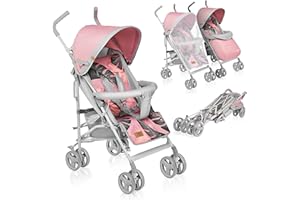Lionelo Elia Buggy Small Folding Pushchair Tropical Pink from 6 Months to 15 kg Load Capacity