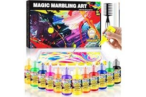 TITOCLAR Kit de peinture marbrée à l'eau, arts et travaux manuels pour enfants, cadeaux d'anniversaire pour filles et garçons de 3 ans et plus, jouets pour enfants de 8 à 13 ans, 5 à 7 ans, 3 à 6 ans,