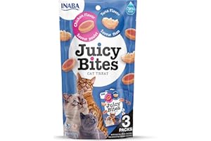 INABA Juicy Bites - Friandises pour Chats - Grignotages avec Un Centre juteux dans des Formes Amusantes - Poulet et Thon.