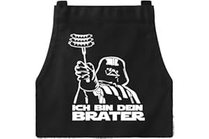 XCSJKJ Grillschürze für Männer Kochschürze Herren, Star Wars Schürze 4 Taschen, Lustige Grill Geschenke für Männer Kochschürze fur Herren,Star Wars Grill Schürze ICH BIN DEIN BRATER