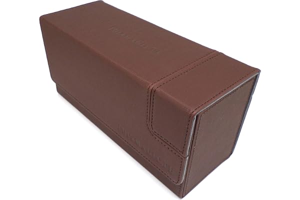 docsmagic.de Premium Magnetic Tray Long Box Brown Small - Card Deck Storage - Boite Brun