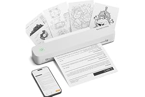 ByteCintia C80 Stampante Portatile A4,Stampante Termica Portatile compatibile con formato A4, stampante senza inchiostro compatibile con Android e iOS e laptop per ufficio, auto e casa