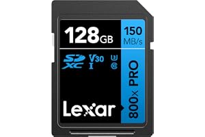 Lexar 128GB High-Performance 800x PRO SDXC UHS-I Memory Card, C10, U3, V30, 4K UHD Video, Up to 150MB/s Read, for Point-and-Shoot & Mid-Range DSLR Cameras, HD Camcorders (LSD0800P128G-BNNNU)