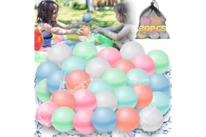 TTCOTOKE Wiederverwendbare Wasserballons, 30 PCS Wiederverwendbare Wasserbomben Selbstschließend, Wiederbefüllbare Silikon Wasserbomben Set, Outdoor Sommerspaß Wasserspielzeug, Party