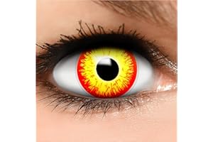 FUNZERA Farbige Kontaktlinsen Halloween Rot HORROR CLOWN, 2 Stück (1 Paar), Ohne Sehstärke, leicht einzusetzende rote Linsen, 2 x farbige Kontaktlinse für Cosplay, Karneval, Fasching, Anime