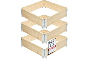 Garronda Carré Potager modulable en Bois Naturel 80x80x20 cm – Jardinière extérieure en palettes, empilable et Pliable, pour Jardin, Plantes, Fleurs, Herbes, Fruits et légumes GD-0141, 3 pièces