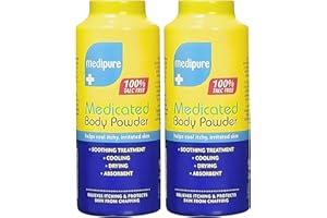 LAVISHLY 2X Medipure Medicated Body Powder 200g Talc Free Soothing Cooling Relief for Itching Chafing and Irritation with Menthol Aloe Camphor Super Absorbent Daily Skin Comfort Formula