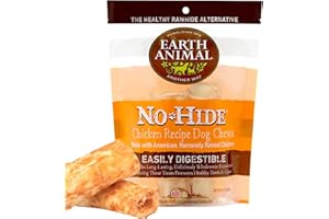 Earth Animal No Hide Golosinas Masticables Pequeñas con Sabor a Pollo, Alternativa Natural al Cuero Crudo | Golosinas para Perros Pequeños (1 Paquete)