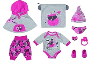 BABY born Deluxe Kit Accessori Basici - per Bambole da 43 cm - Include Poncho, Body, Ciuccio e Altro - Facile per Le Mani Piccole - Promuove empatia e abilità sociali - età: 3+ Anni