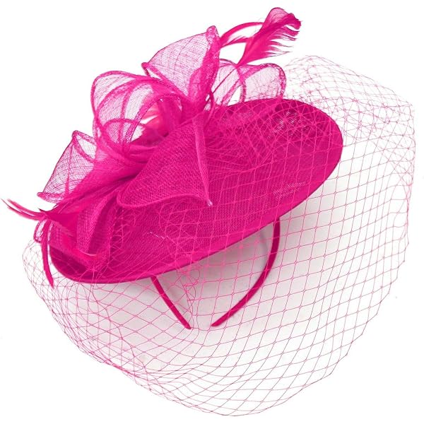 Caprilite Pillbox Sinamay Haarreif Mit Wirbelschlaufe – Fascinator Für Damen, Hochzeit, Pferderennen, Rot