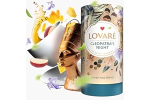 LOVARE Cleopatra’s Night Loose Leaf Tea Sampler 80 g – Made in Ukraine — Green Tea, Pineapple, Apple, Rose Buds and Petals, Calendula, Safflower, Cornflower, Goji – Gift Box with 15 Paper Filters