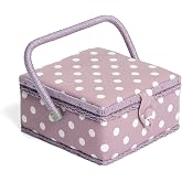 Hobby Gift Small Sewing Box with Handle, Cotton Basket for Sewing Storage, Organizer with Compartments for Tools and Accessor
