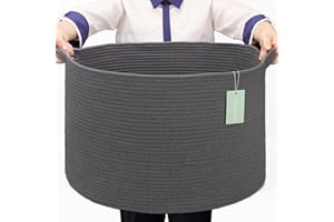 BOSROTY Extra Large Blanket Basket 87L, Laundry Hamper, Baby Nursery Hamper for Storage Toys Clothes Towels, Large Cotton Rope Laundry Basket for Girls Boys, 55 x 35 CM, Dark Gray