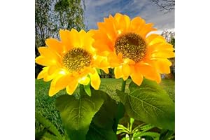 Ovker Luces Solares para Exteriores, Lámparas de Decoración Girasol LED Solar, Luces Solares Flores IP65 a Prueba de Agua, Focos Solares Paisaje al Aire Libre para Jardín Césped Camino