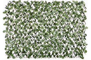 BEJOY Artificial Evergreen Hedge Trellis Expandable Fence Privacy Screen for Balcony Patio Outdoor, Faux Ivy Fencing Panel for Backdrop Garden Backyard Home Decorations,1 Pack
