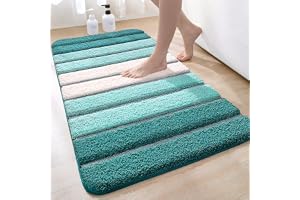 DEXI Halkfri Badmatta, Extra Mjuk Badrumsmatta, Maskintvättbar, Vattenabsorberande, 60 x 110 cm, Turkos