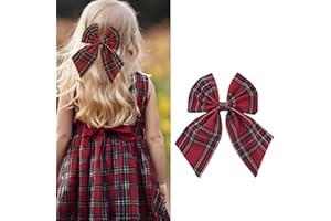 BOTTEGA DELLA PRINCIPESSA Fiocco Rosso Capelli Bambina Tartan Scozzese – Fermaglio Elegante Con Clip A Coccodrillo, Perfetto Per Natale, Rientro A Scuola E Feste – Accessori Capelli Bambina