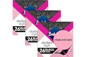 HUBSIDIA Dailies Black Normal Panty Liners for Women Specifically Designed for Black Underwear 3 x 26 Pack Bodyforms