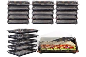 LMTNNB 20 Pack Buffet Catering Trays, 26 x 19cm Reusable Plastic Sandwich Platters Tray with Clear Lids Catering Trays for Party Food, Cake, Sushi