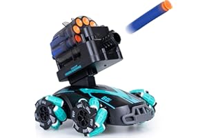 Silvergear Coche RC con función de disparo, coche teledirigido con pistola de bala suave y efectos de luz LED, juguete para niños a partir de 6 años, 27 x 15 x 12 cm, negro