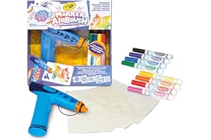 CRAYOLA Marker Airbrush – Aerógrafo Creativo para niños con 8 rotuladores Lavables y 5 Plantillas – Juguete Educativo para Actividades artísticas, a Partir de 6 años, 74-7696