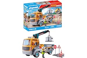 Playmobil | Action Heroes | Camion de Chantier avec Grue | Jouet pour Enfants | Set de Construction | Jouet pour Enfants à partir de 4 Ans | 71750