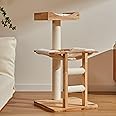 SOPAPETS High-End Large Cat Tree Tower, Premium Rubber Wood Made, Scratching Posts, Removable Soft Cushion Bed, Hammock, Mini Ladder, Super Stable (48x48x90cm)