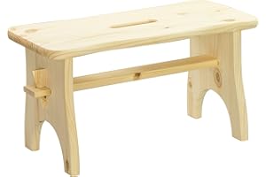 ‎LAUBLUST LAUBLUST Fußbank Holz Natur - ca. 38 x 19 x 21 cm, 100% Kiefer Massivholz FSC® - Fußstütze mit Griffmulde