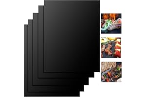 FIFLYING Set di 5 tappetini per barbecue, 50 x 40 cm, 100 tappetini antiaderenti e riutilizzabili, per barbecue a gas, carbone e forno