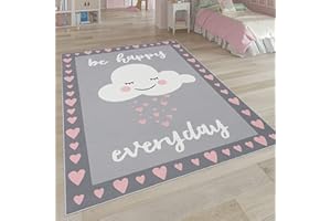 ‎PACO HOME Paco Home Kinderteppich, Kinderzimmer Teppich m. Stern, Mond u. Karo Motiven, Grösse:140x200 cm, Farbe:Pink 6