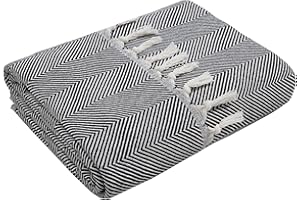 ‎MIXIBABY Mixibaby Tagesdecke Wohndecke Wendedecke Kuscheldeck Sofadecke Couchdecke, Farbe:Anthrazit, Design:Fischgrätendesign