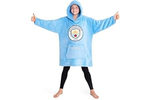 Manchester City F.C. Bluza z kapturem, duży koc z kapturem, prezenty piłkarskie dla chłopców w kolorze niebieskim