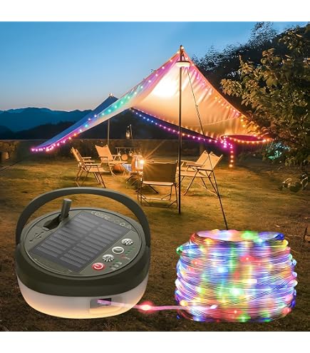 Kwaiffeo Camping Lichterkette 10m – 3-in-1 Wiederaufladbare LED-Lichterkette Mit USB, Wasserdicht (IPX4), 6 Modi (Lichterkette, Blink, Atmung, Lampe Stark/mittel, SOS), Aufrollbar, 3000 MAh Akku, Bis 14h Laufzeit – Für Zelt, Garten, Wanderungen