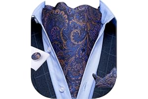 DiBanGu Mens Cravat Self Tie Jacquard Woven Paisley Ascot Tie and Pocket Square Cufflinks Set Formal Casual