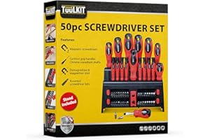 50pcs Screwdriver Set Magnetic Screwdriver Sets in Case | Crossheads Slot-Heads and Precision Screwdriver Bit Set | Magnetised Chrome Vanadium Shafts | Multi-bit Screwdriver Set (TuuLKIT)