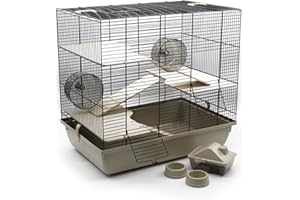 Interzoo Nagerkäfig, Hamsterkäfig, Käfig, Etagen-Käfig REX 3 beige Holzausstattung