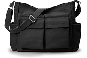 KALIDI Canvas Hobo Bag for Women with Zipper, Large Capacity Shoulder Bags Thicken Canvas Tote with Adjustable Strap and Pockets Waterproof Handbag for Work School Shopping Travel College