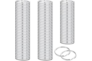 HIOSEYRE 100 Pcs Key Rings,25mm Keyring Rings Hoop,Silver Round Metal Split Rings for Organizing Household Keys and Craft Making