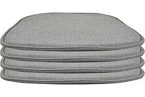 H.J WeDoo - Cuscino Quadrato per Sedia, Imbottito, 39 x 38 x 1,7 cm Grigio, Set da 4 Pezzi.