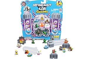 MrBeast Lab Swarms Serie Hyper Fusion, colecciona +100 enjambres, el megapack de Laboratorio Incluye 14 microbestias, 14 Pegatinas coleccionables y 4 cápsulas para Crear