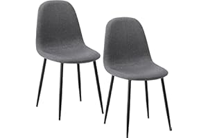 DEULINE SGS 521257 Dining Room Chairs Solid Wood Upholstered Chair Berlin Set of 2 Grey